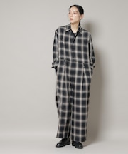 オンブレーチェックジャンプスーツ