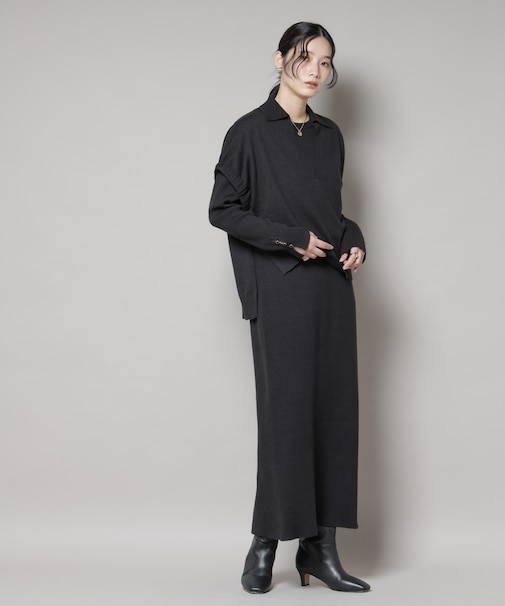 ドロストベスト＋リブニットワンピースセット