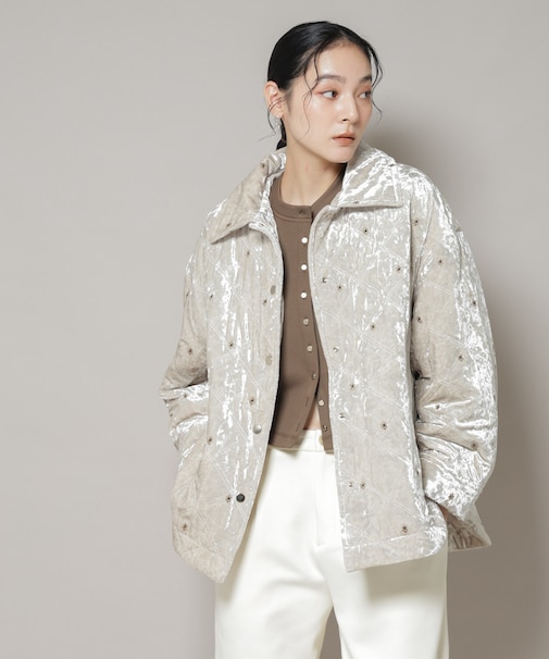 ベロアキルト刺繍ブルゾン