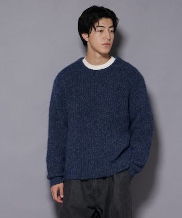 ウールミックスローゲージニット