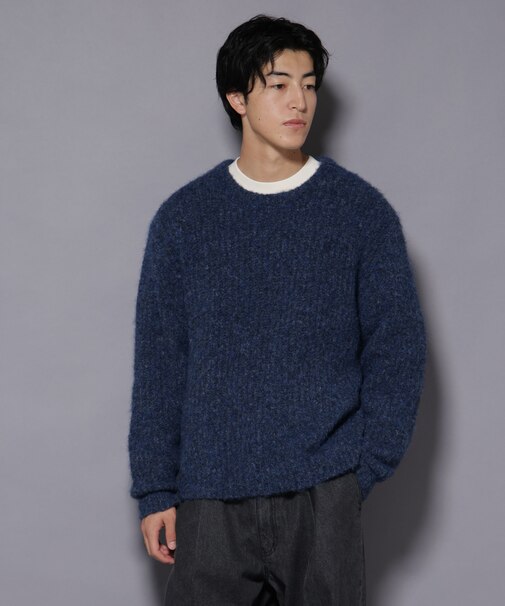 ウールミックスローゲージニット