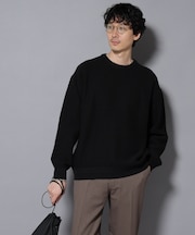 コットンMIXバルキーカノコクルーネックニット