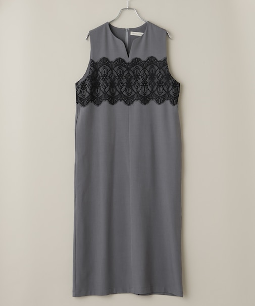 レース切り替えノースリーブワンピース