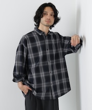 ビッグドレープチェックシャツ 長袖