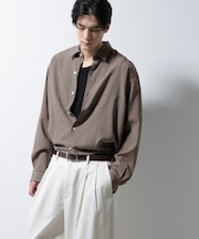 アセテートシアーギンガムチェックレギュラーカラーシャツ 長袖