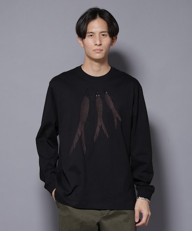 フェザー エンブロイダリー ロングスリーブTシャツ