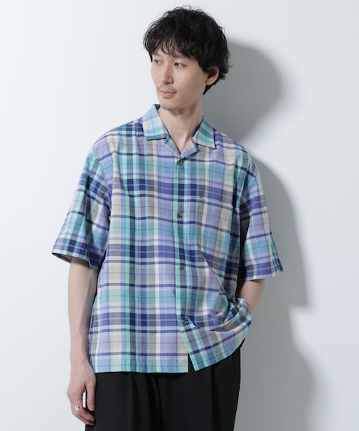 Fabric by INDIA オールドライクマドラスチェックシャツ 半袖