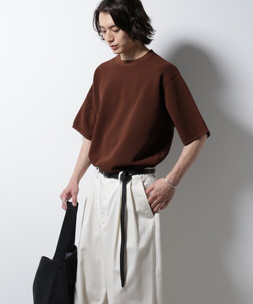 スポンディッシュ メッシュ クルーネックニットTEE