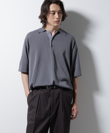 ハイゲージマイクロボーダーニットポロ