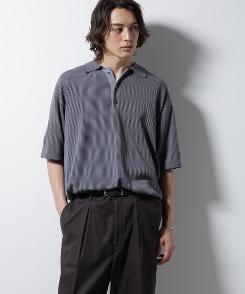 ハイゲージマイクロボーダーニットポロ