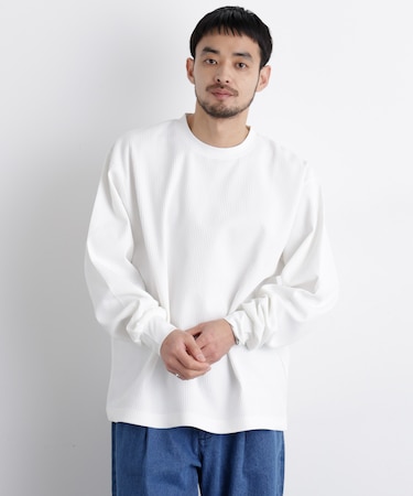 ワッフルプルオーバーTシャツ 長袖