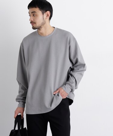 ワッフルプルオーバーTシャツ 長袖