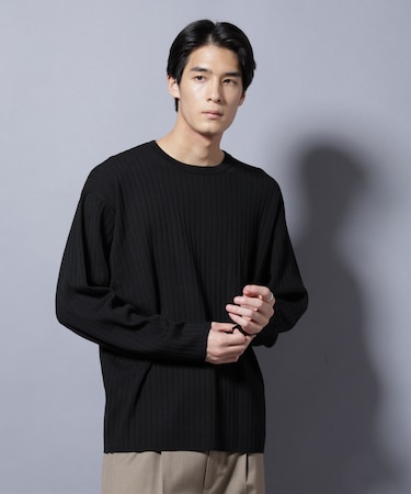 CICA&UVカット リブニットクルーネック