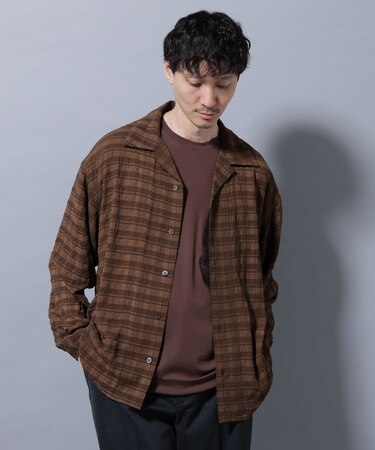 シースルーチェックシャツ 長袖