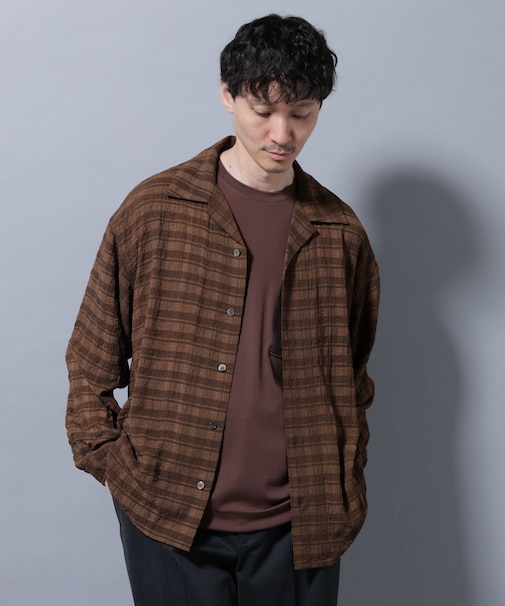 シースルーチェックシャツ 長袖