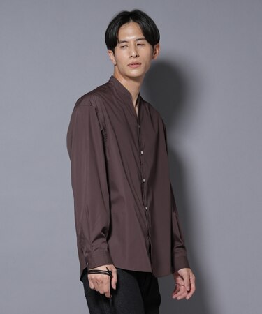 「大人のワイドシャツ」バンドカラー 長袖