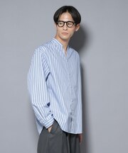 「大人のワイドシャツ」バンドカラー 長袖