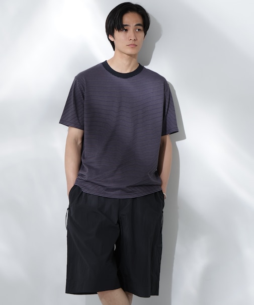 Anti Soaked(R)  汗染み防止 ボーダーミドルシルエットTシャツ