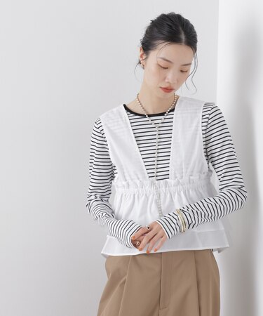 ノースリーブギャザーフレアビスチェ