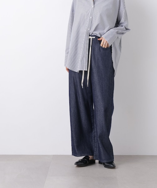 ウエストドロストワイドデニムパンツ