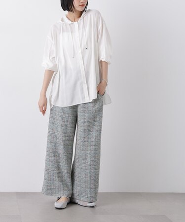 カットツイードドロストワイドパンツ(セットアップ可)