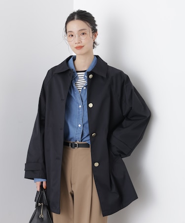 撥水加工ステンカラーミドルコート