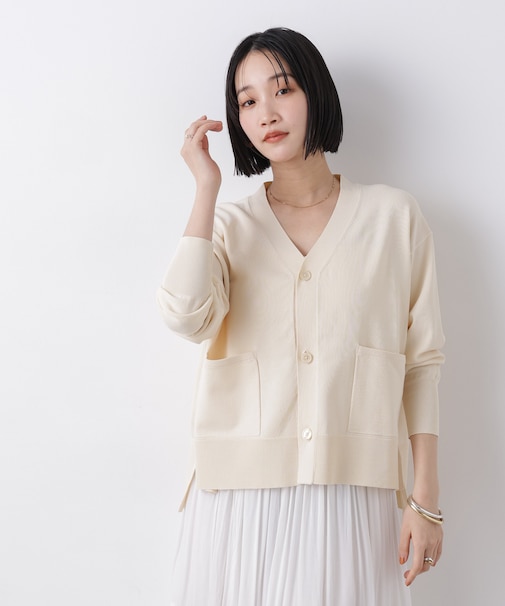 洗濯機洗い可UVカット接触冷感Vネックカーディガン