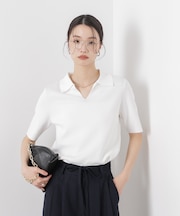 洗濯機洗い可UVカット接触冷感衿付き半袖ポロニット