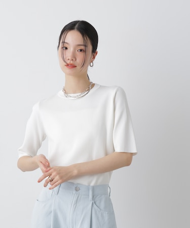 洗濯機洗い可UVカット接触冷感半袖ニット