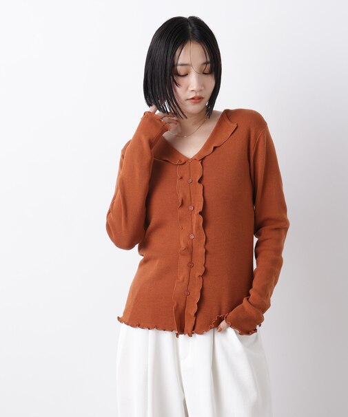 フロントフリルニットトップス