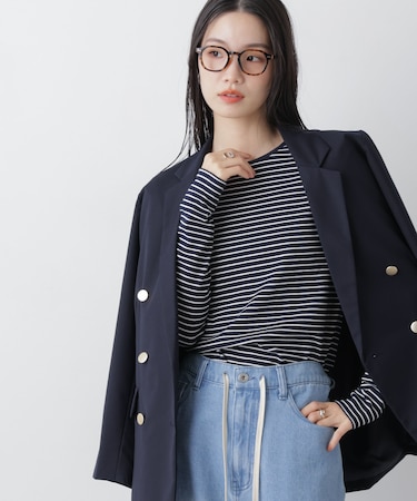 前後2wayスパンテレコカットボーダークルーカーディガン