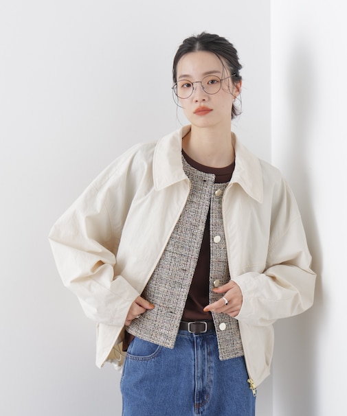 撥水&花粉ガード コクーンシルエットジップブルゾン