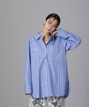 Baum und Pferdgarten／Striped Cotton Poplin シャツ