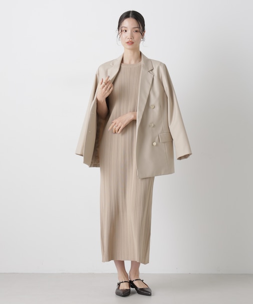 洗濯機洗い可スポンディッシュニットランダムリブワンピース