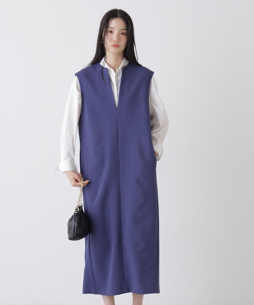 キーネックワンピース