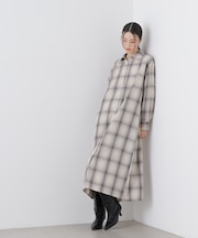 オンブレーツイルチェックシャツワンピース