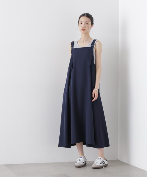 多機能2wayストレッチ サロペットフレアワンピース(セットアップ可)