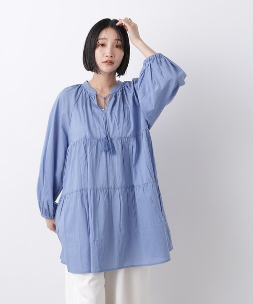 made in INDIA ティアードチュニックブラウス