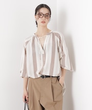 マシンウォッシャブルリネン混 ドルマンプルオーバーブラウス