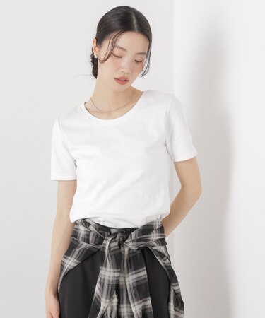 抗菌防臭コットンフライスカットクルーネックトップス
