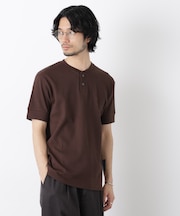 ワイドリブスタンダードヘンリーネックTシャツ 半袖