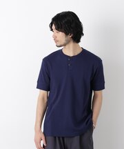 ワイドリブスタンダードヘンリーネックTシャツ 半袖