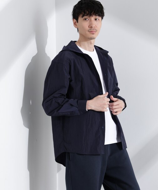 「NJ／CLUB」リップストップ撥水フードシャツ