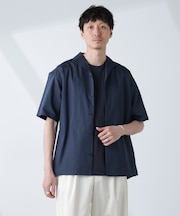 ソラーロライトストレッチワイドカラーシャツ 半袖(セットアップ可)