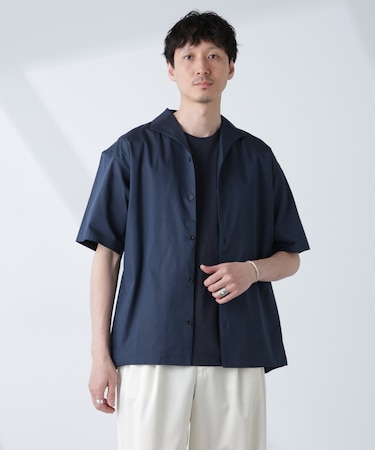 ソラーロライトストレッチワイドカラーシャツ 半袖(セットアップ可)