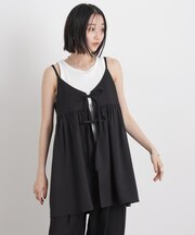 微光沢ツイル前後2wayリボンキャミソール(セットアップ可)