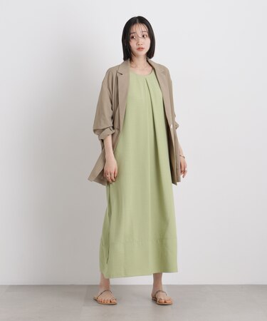 多機能リネンライク前後2wayランタンスリーブワンピース