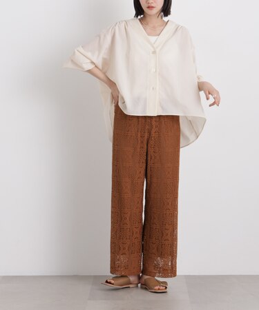 幾何柄レースパンツ(セットアップ可)