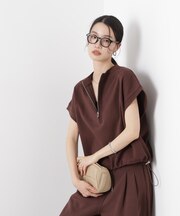 接触冷感ダンボールカットハーフジップトップス(セットアップ可)