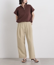 平織りツータックワイドパンツ